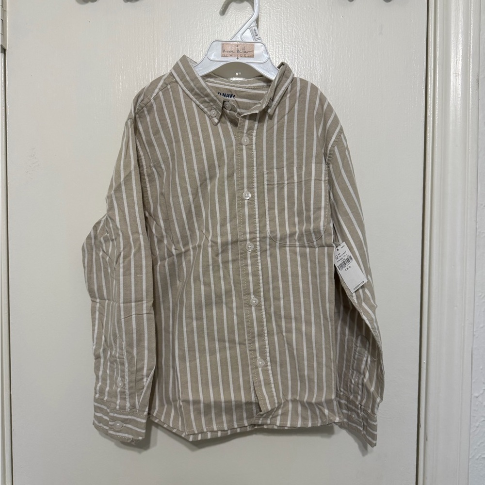 Old Navy Beige and White Striped Shirt
